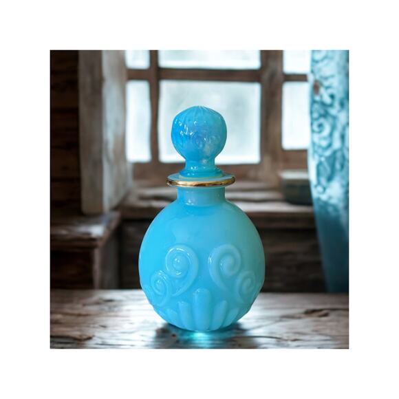 Vintage Avon Blue Opaline Perfume Bottle – Holiday Collectible, Retro Decor - Picture 2 of 7